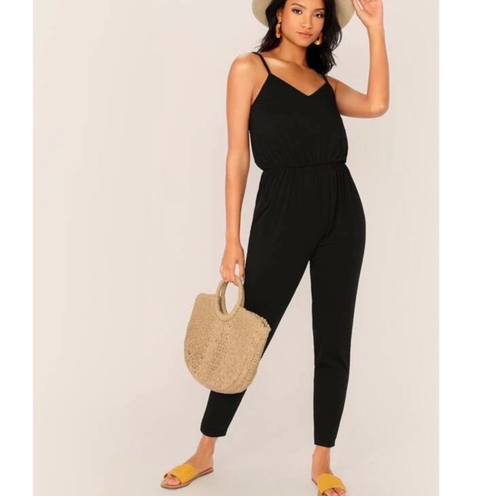 Shein Black Sleeveless Jumpsuit
